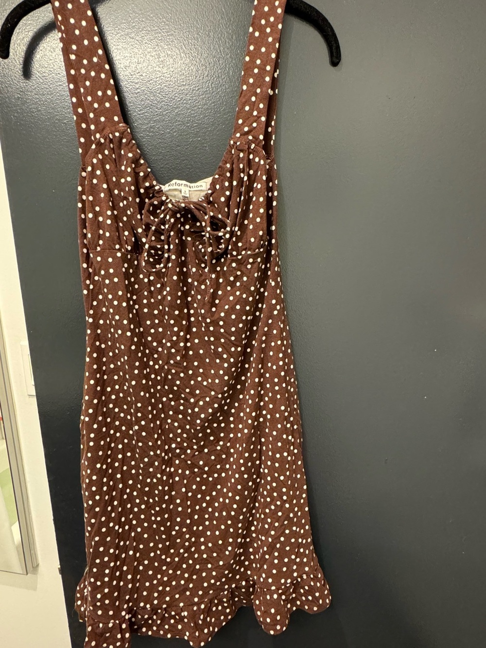 Reformation brown polka dot dress, Small